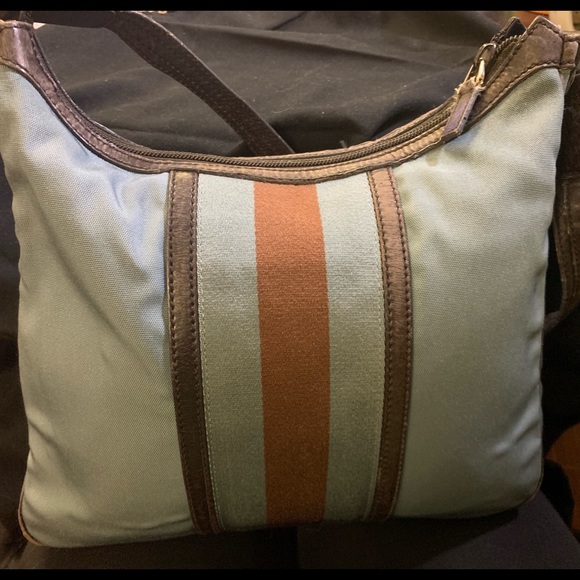 Gucci Blue/Brown Nylon & Leather Vintage Web Hobo - Picture 11 of 15